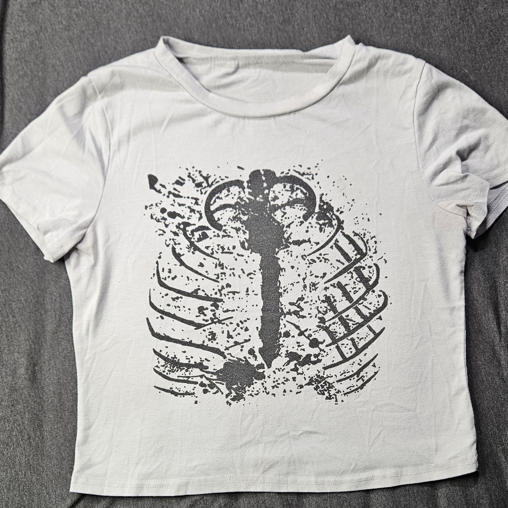 White tank top with rib cage